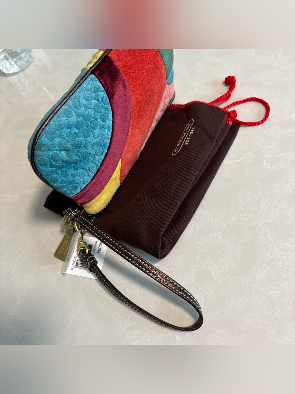 Y2K VTG Coach Velvet Suede Patchwork Clutch | Hammered Hardware | 40854 - Picture 14 of 16